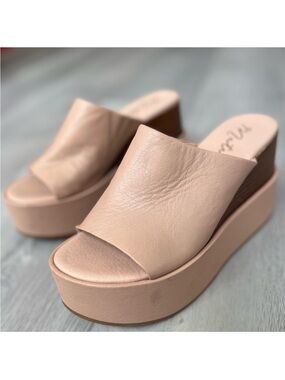 MATISSE GEORGIA PINK LEATHER  PLATFORM MULE SLIP ON CHUNKY HEEL WOMENS 9